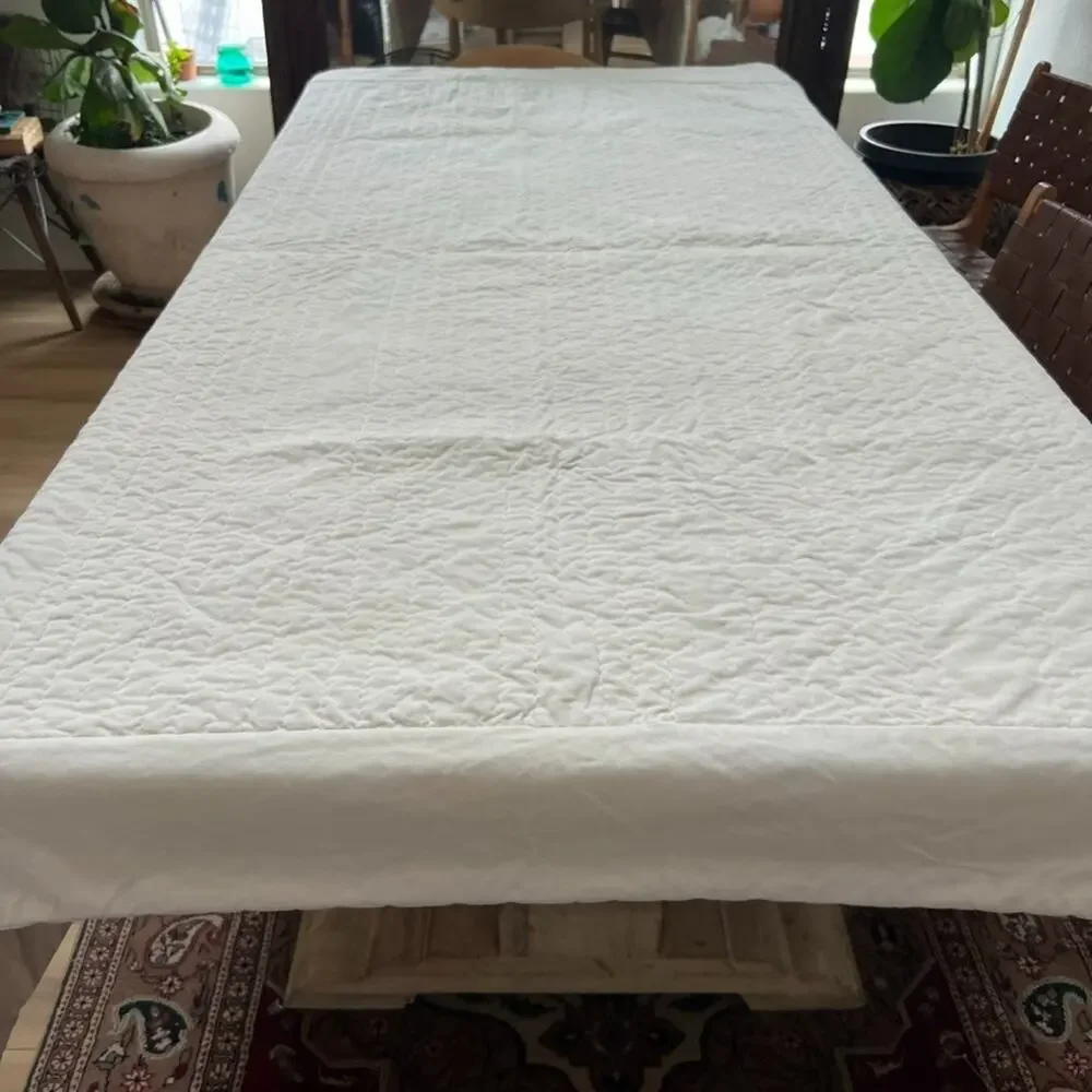 Pottery Barn Cream Velvet Channel Stitch Quilt 72